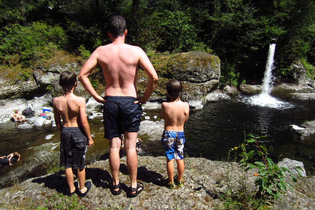 Nate Duke at the Washougal River with Aiden and Lucas